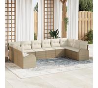 RMIHSJG Set di 10 divani da giardino con cuscino in rattan sintetico beige - Include 2 divani ad angolo, 6 divani centrali e 2 divani a braccio per design modulare e mobili resistenti alle intemperie