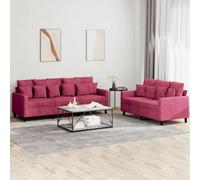 RMIHSJG Set di 2 divani con cuscino in velluto rosso vinaccia, comodi mobili imbottiti per soggiorno, struttura robusta in compensato e metallo, morbido velluto per il relax,