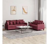 RMIHSJG Set di 2 divani con cuscino rosso vinaccia, tessuto resistente, struttura robusta in compensato e metallo, comoda imbottitura per il relax, il soggiorno, il salotto