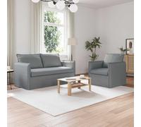 RMIHSJG Set di 2 divani modulari 140 cm, telaio in metallo grigio chiaro con braccioli in legno per soggiorno e camera da letto, struttura robusta, imbottitura di alta qualità, traspirante