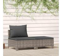 RMIHSJG Set di 2 sedie da giardino con cuscino grigio polyrattan, mobili da esterno per terrazza e balcone, polyrattan resistente alle intemperie con struttura in acciaio, imbottitura per il massimo