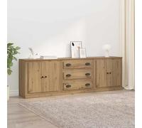 RMIHSJG Set di 3 credenze moderne in rovere Artisan, 70 x 35,5 x 67,5 cm, con ante in PVC trasparente e ripiani regolabili per il soggiorno