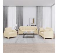 RMIHSJG Set di 3 divani con cuscino in tessuto crema - Comodo set di mobili imbottiti per il soggiorno Questo resistente set di divano in tessuto crema traspirante offre con spessore