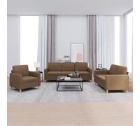 RMIHSJG Set di 3 divani con cuscino in tessuto marrone, robusto paesaggio residenziale con rivestimento traspirante, comoda imbottitura per il relax, struttura in metallo stabile e durevole