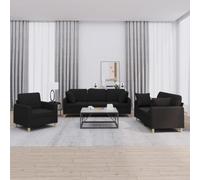 RMIHSJG Set di 3 divani con cuscino in tessuto nero, resistente, con rivestimento traspirante e struttura in metallo resistente per un comfort di seduta, 3 pezzi