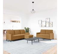 RMIHSJG Set di 3 divani con cuscino in velluto marrone, morbido velluto con struttura in metallo e poggiapiedi versatile per soggiorno, comodi mobili imbottiti dal design moderno