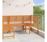 RMIHSJG Set di 3 panche da giardino in legno di acacia marrone con tavolo per terrazza e giardino, resistente alle intemperie, in robusto legno di acacia dal design rustico, perfetto
