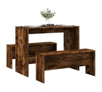 RMIHSJG Set di 3 tavoli da pranzo e panchina, in legno per pasti accoglienti con la famiglia e gli amici, tavolo stabile e panchine generose, facile da pulire