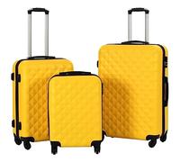 RMIHSJG Set di 3 trolley rigido in ABS nero con robuste serrature di sicurezza e ruote a 360 gradi per viaggiare - Robusto bagaglio con cinghie interne, giallo., 36 x 22 x 55 cm