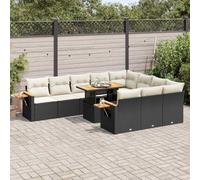 RMIHSJG Set di 4 cuscini da giardino con cuscino in polyrattan nero, 4 cuscini, impermeabile, ripiano pieghevole, struttura modulare, mobili in rattan PE resistente alle intemperie