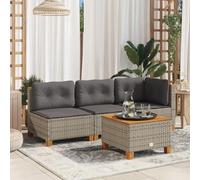 RMIHSJG Set di 4 divani da giardino senza braccioli con cuscino grigio polyrattan, in rattan PE resistente, comoda imbottitura, rivestimenti rimovibili, design modulare per lounge da giardino