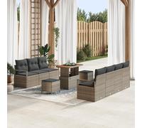 RMIHSJG Set di 4 divani per esterni, in polyrattan, in acacia con cuscino, per terrazze, balcone, resistente alle intemperie, ai raggi UV, comoda imbottitura, facile da montare