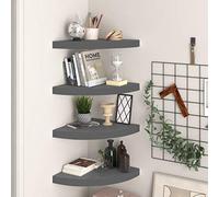 RMIHSJG Set di 4 mensole angolari da parete in MDF, design a nido d'ape con metallo, per libri, oggetti da collezione, montaggio invisibile, stabile, durevole, accessorio per la casa