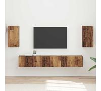 RMIHSJG Set di 5 armadi per TV montato a parete, in legno anticato con due armadi da parete e tre armadi per TV per una conservazione spaziosa, design elegante e moderno e stabile