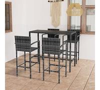 RMIHSJG Set di 5 bar da giardino in polyrattan grigio con tavolo e sgabelli da bar, mobili da esterno in polietilene resistente alle intemperie e telaio in acciaio verniciato a polvere, piano