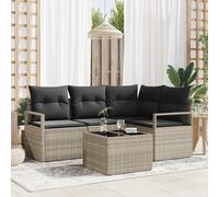 RMIHSJG Set di 5 divani da giardino con cuscino grigio polyrattan, divano angolare modulare per terrazza e balcone, resistente alle intemperie, set di mobili da esterno con comoda capacità di seduta