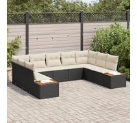 RMIHSJG Set di 5 divani da giardino con cuscino, in polyrattan di acacia, modulare per esterni per balcone e terrazza, resistente alle intemperie, in polyrattan con struttura in acciaio e rimovibile