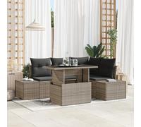 RMIHSJG Set di 5 divani da giardino con cuscino in polyrattan, resistente alle intemperie, per terrazza, con spazio di archiviazione e imbottitura resistente ai raggi UV, comodi mobili per esterni