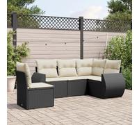 RMIHSJG Set di 5 divani da giardino con cuscino in rattan nero, design modulare e rivestimenti rimovibili per lavaggio e manutenzione flessibili, robusto telaio in acciaio verniciato a polvere