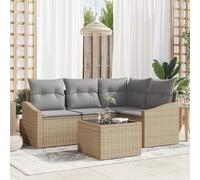 RMIHSJG Set di 5 divani da giardino con cuscino, nero, in polyrattan, per esterni, per terrazze, balconi. Questo set di 5 divani ad angolo per esterni offre comfort e stile perfetti