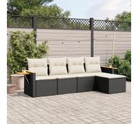 RMIHSJG Set di 5 divani da giardino in polyrattan nero con cuscino, vano portaoggetti e tavolino - mobili in rattan PE resistente alle intemperie **Dichiarazione dell'ottimizzazione:**