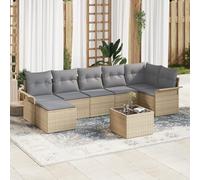 RMIHSJG Set di 5 divani da giardino in rattan sintetico nero con cuscino, tessuto a mano per terrazza e balcone, set esterno modulare, imbottitura impermeabile, molto spazio