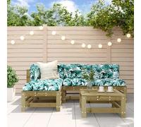 RMIHSJG Set di 5 lounge da giardino in legno di pino impregnato con design a doghe per terrazze balconi giardini design modulare per una combinazione flessibile, comodo schienale