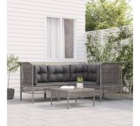 RMIHSJG Set di 5 mobili da giardino con cuscino grigio polyrattan, resistente alle intemperie, con struttura in acciaio verniciato a polvere e design modulare per terrazze