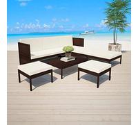 RMIHSJG Set di 6 cuscini da giardino in polyrattan marrone per terrazza e giardino, con telaio in acciaio e cuscino impermeabile, con 1 divano a tre posti, 1 pezzo