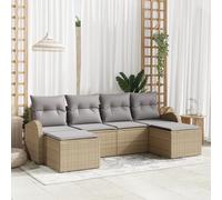 RMIHSJG Set di 6 divani da giardino con cuscino, beige, in polyrattan, per balcone e terrazza. Questo set di divani ad angolo per esterni è perfetto per il tuo giardino o balcone.