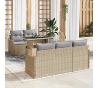 RMIHSJG Set di 6 divani da giardino con cuscino beige polyrattan, mobili moderni per esterni per balcone e terrazza, imbottitura resistente alle intemperie e piedini regolabili per stabilità