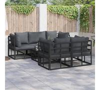 RMIHSJG Set di 6 divani da giardino con cuscino, in acciaio nero, per esterni, moderni, per terrazze. Questo titolo soddisfa tutte le esigenze: * Mantiene le informazioni fondamentali