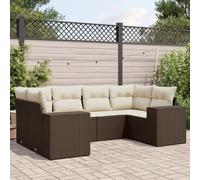 RMIHSJG Set di 6 divani da giardino con cuscino, marrone, in polyrattan, design modulare con vano portaoggetti e sacchetto impermeabile, mobili in rattan PE resistente alle intemperie, rivestimenti