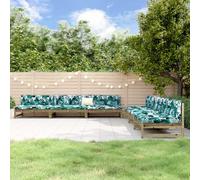 RMIHSJG Set di 6 lounge da giardino in legno di pino impregnato con design a doghe per terrazzo e balcone, comodo schienale, design modulare per una combinazione flessibile,