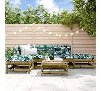 RMIHSJG Set di 6 mobili da giardino in legno di pino impregnato con cuscino, per terrazza e giardino, design modulare, resistente alle intemperie