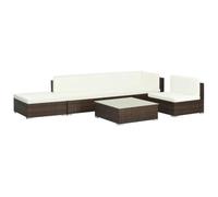 RMIHSJG Set di 6 sale da giardino in polyrattan marrone con cuscini, divano ad angolo, tavolino da caffè e pouf per terrazza, resistente alle intemperie e struttura in acciaio, modulare e confortevole