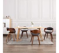 RMIHSJG Set di 6 sedie da pranzo in legno curvato con rivestimento in tessuto grigio - Comoda imbottitura e design ergonomico per un comfort di seduta duraturo, costruzione stabile come sala da pranzo