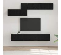 RMIHSJG Set di 7 armadi per TV con scaffalatura, con porta di archiviazione, colore nero, in rovere, per TV, TV, armadio, TV, cassettiera, 60 x 30 x 30 cm