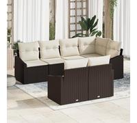 RMIHSJG Set di 7 divani da esterno in polyrattan con cuscino impermeabile marrone per terrazzo e balcone, mobili da giardino con telaio in rattan e strumento di montaggio, comodo sedile