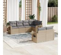 RMIHSJG Set di 7 divani da giardino con cuscino beige in polyrattan, resistente alle intemperie e design modulare per terrazze. Questo set da 7 pezzi di colore beige in robusto