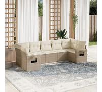 RMIHSJG Set di 7 divani da giardino con cuscino, beige, polyrattan, design modulare e rivestimenti rimovibili, ripiani pieghevoli con molle a gas, mobili in rattan sintetico PE resistente alle