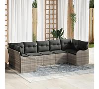 RMIHSJG Set di 7 divani da giardino con cuscino, grigio chiaro, in polyrattan, per balcone e terrazza, per esterni, con piedini regolabili e lavorazione a mano, comodo
