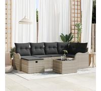 RMIHSJG Set di 7 divani da giardino con cuscino, grigio chiaro, in polyrattan, per esterni e balcone, configurazione modulare flessibile, robusto rattan sintetico, resistente ai raggi UV