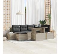 RMIHSJG Set di 7 divani da giardino con cuscino grigio chiaro in rattan sintetico, resistente alle intemperie, con regolazione manuale dell'altezza e spazio integrato per terrazze