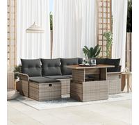 RMIHSJG Set di 7 divani da giardino con cuscino, grigio, in polyrattan, resistente alle intemperie, con spazio per attrezzature esterne e grande capacità di seduta, questo set da 7 pezzi da giardino