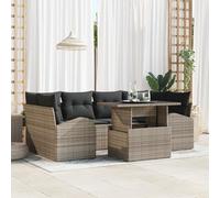 RMIHSJG Set di 7 divani da giardino con cuscino, grigio, in rattan sintetico, resistente alle intemperie, con spazio per terrazza e balcone. Questo set di divano da giardino porta stile e pratico