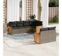 RMIHSJG Set di 7 divani da giardino con cuscino grigio polyrattan, design modulare con vano portaoggetti e sacchetto impermeabile, rivestimenti rimovibili, mobili in rattan PE resistente alle