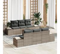 RMIHSJG Set di 7 divani da giardino con cuscino, grigio polyrattan, per esterni, con divano ad angolo e tavolino da caffè per terrazza e balcone, in polyrattan resistente alle intemperie, per tutto