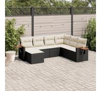 RMIHSJG Set di 7 divani da giardino con cuscino, nero, in polyrattan, design modulare con vano portaoggetti e sacchetto impermeabile, comodi mobili per esterni, in rattan sintetico, pieghevole, per
