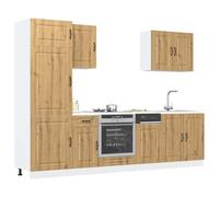 RMIHSJG Set di 7 mobili da cucina Kalmar in legno di quercia artisana con ampio spazio e piedini regolabili per un'organizzazione ottimale della cucina e una qualità di mobili di lunga durata